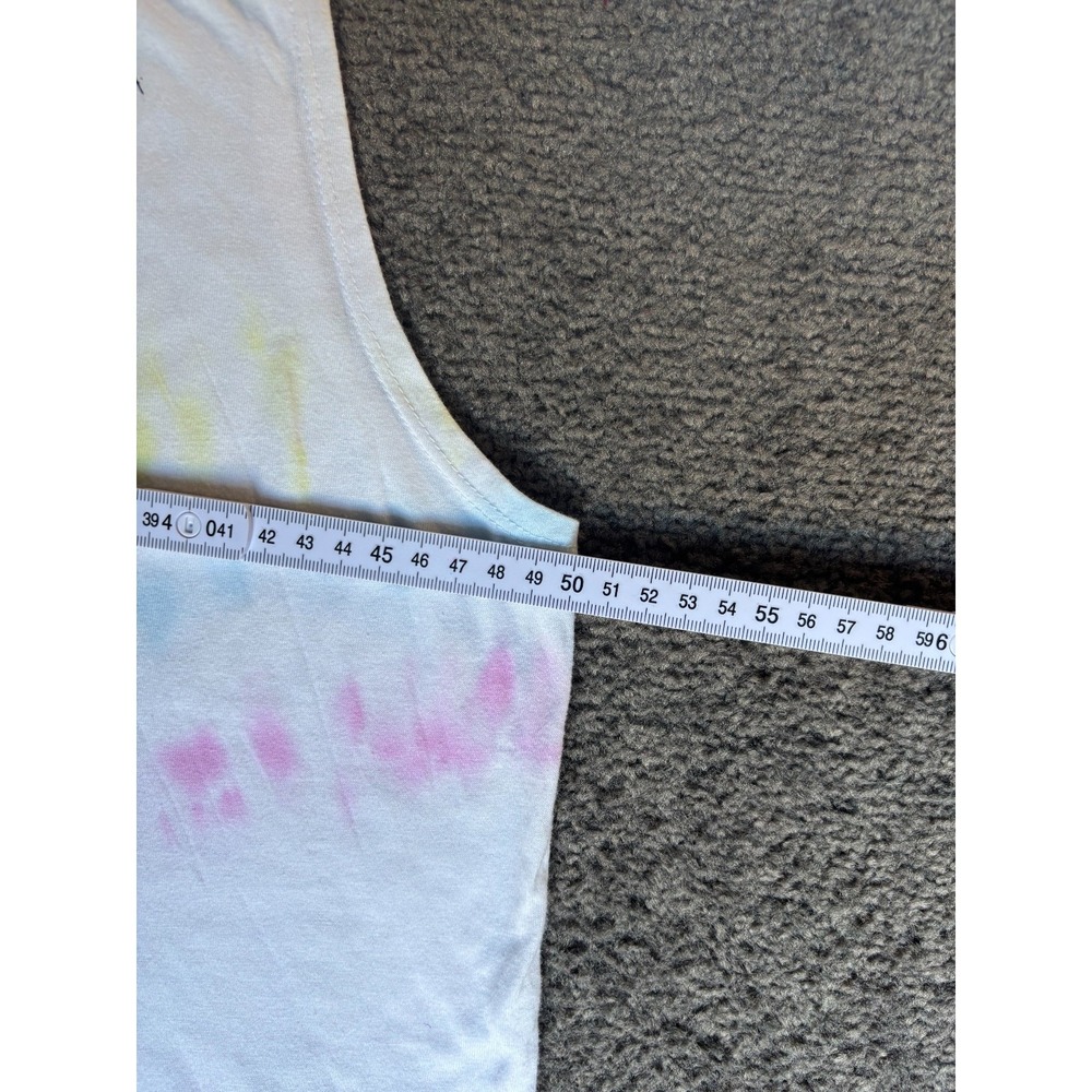 Betsey Johnson Performance Muscle Tank Top Women's Medium White Rainbow-Colored - Picture 2 of 6